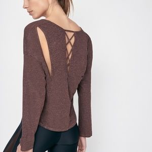 Lattice Back Long Sleeve Top